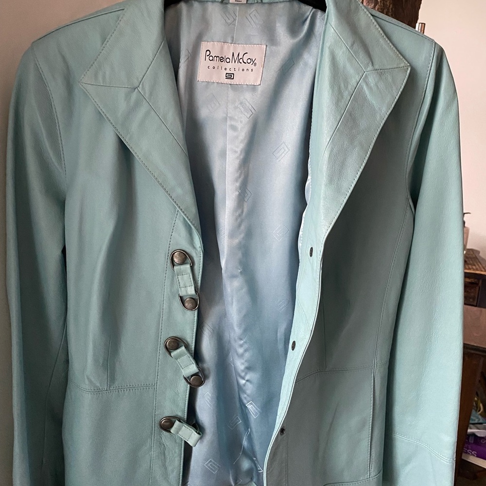Pamela McCoy Vintage Genuine Leather Blazer Jacket coat